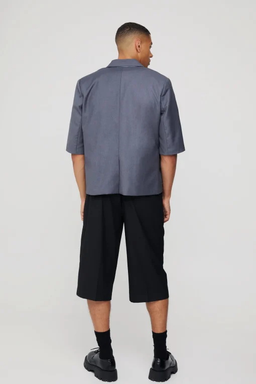 boohooMAN Short Sleeve Tie Side Oversized Blazer | UK| Suits & Tailoring