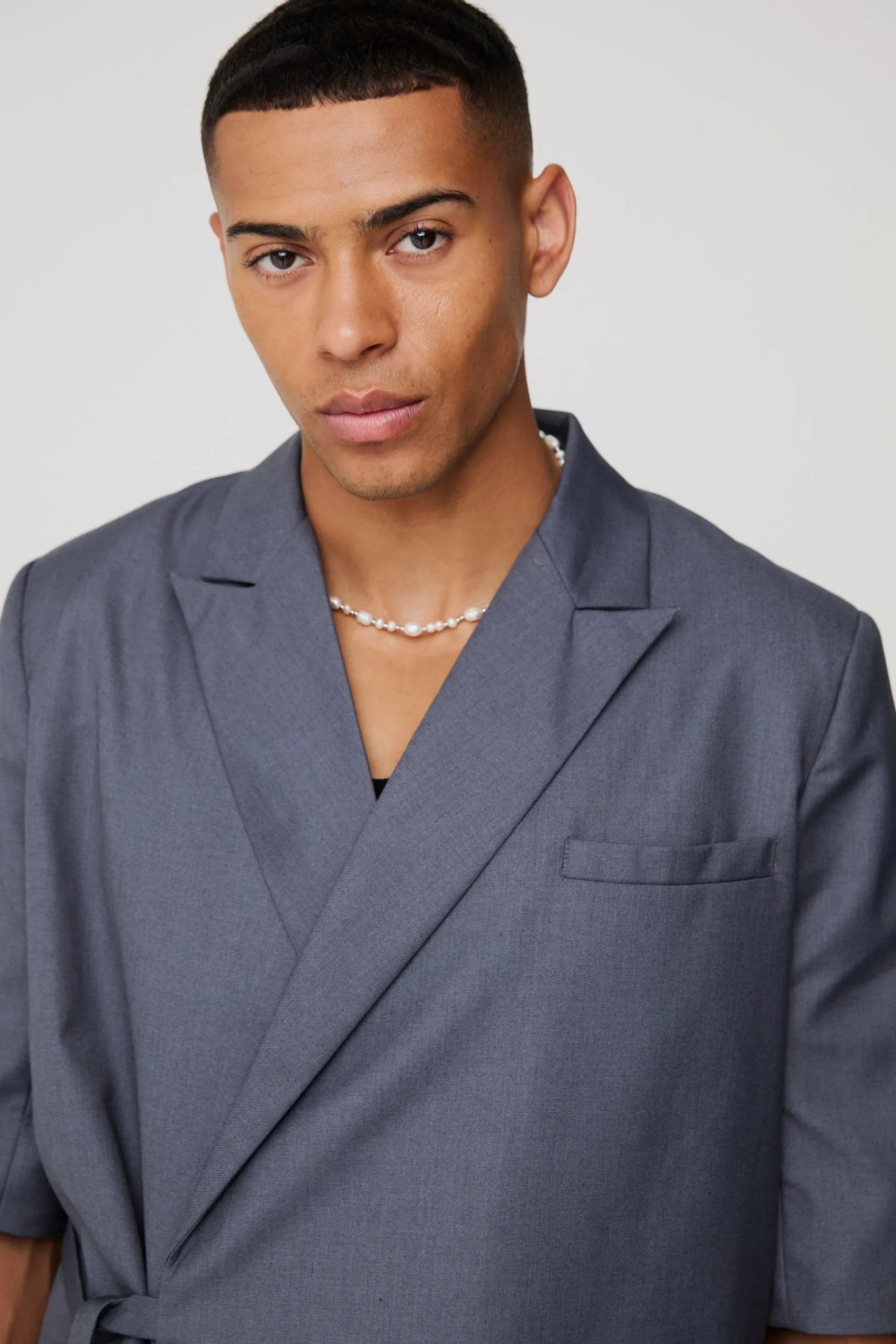 boohooMAN Short Sleeve Tie Side Oversized Blazer | UK| Suits & Tailoring