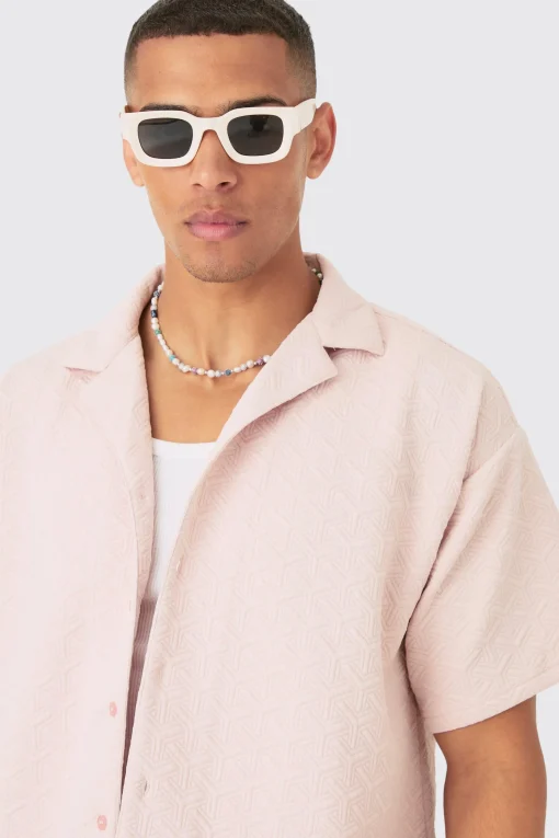boohooMAN Short Sleeve Triangle Geo Boxy Shirt & Short Set | UK| Sets & Co-Ords