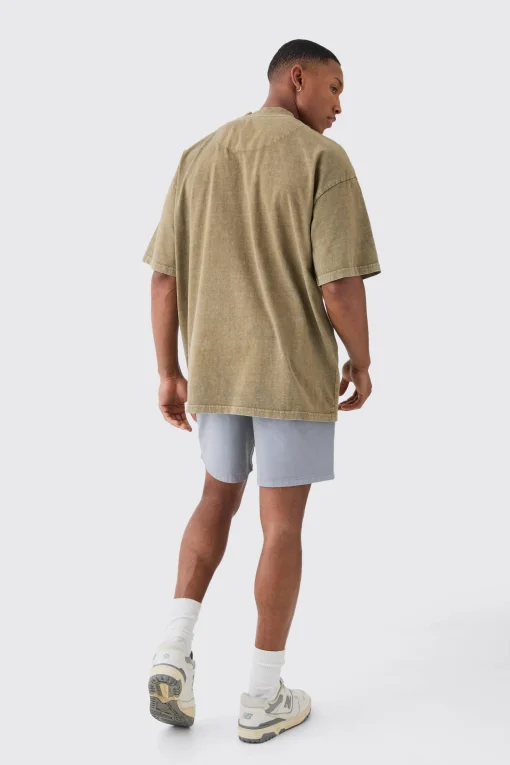 boohooMAN Shorter Length Relaxed Fit Elasticated Waist Chino Shorts In | UK| Shorts