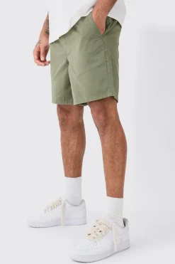 boohooMAN Shorter Length Relaxed Fit Elasticated Waist Chino Shorts In | UK| Shorts