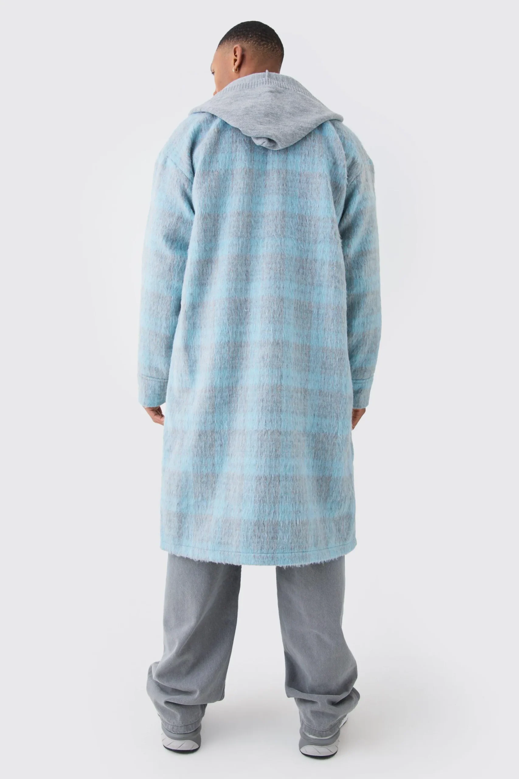 boohooMAN Single Breasted Brushed Check Overcoat | UK| Coats & Jackets