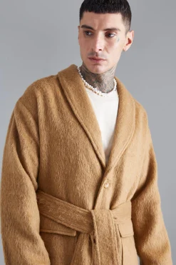 boohooMAN Single Breasted Brushed Wool Look Belted Overcoat | UK| Coats & Jackets