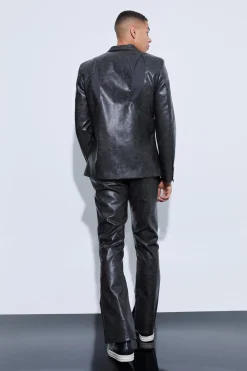 boohooMAN Single Breasted Cut Out Pu Blazer | UK| Suits & Tailoring