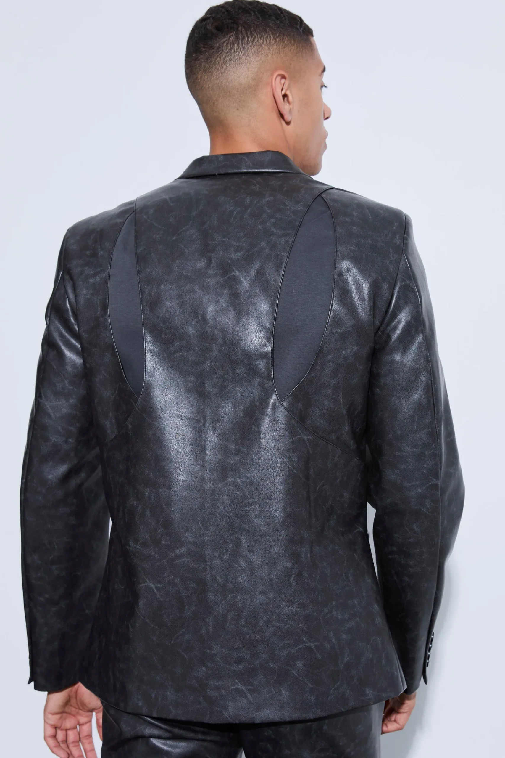 boohooMAN Single Breasted Cut Out Pu Blazer | UK| Suits & Tailoring