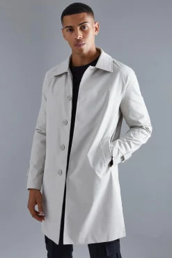 boohooMAN Single Breasted Poly Twill Mac | UK| Coats & Jackets
