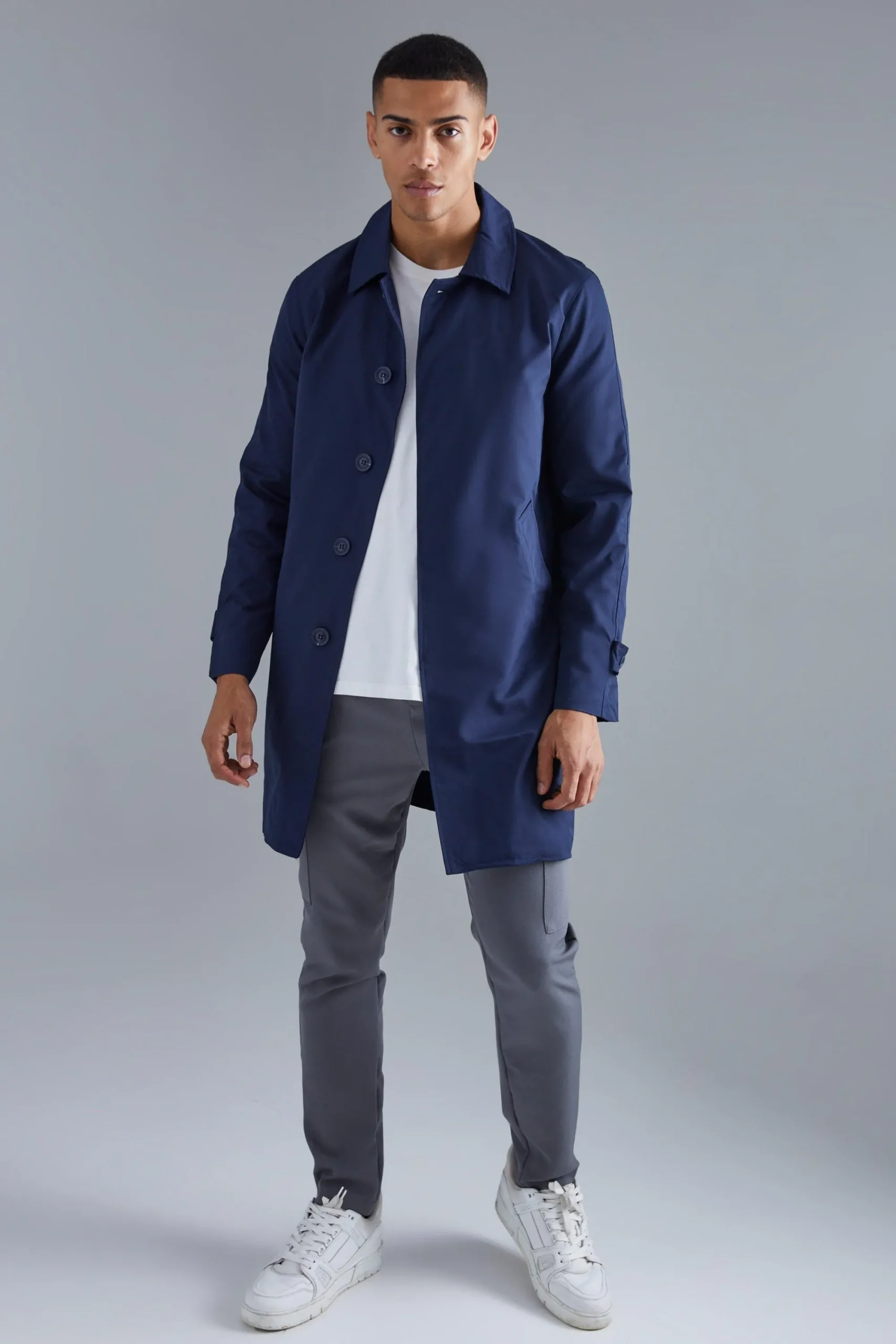 boohooMAN Single Breasted Poly Twill Mac | UK| Coats & Jackets