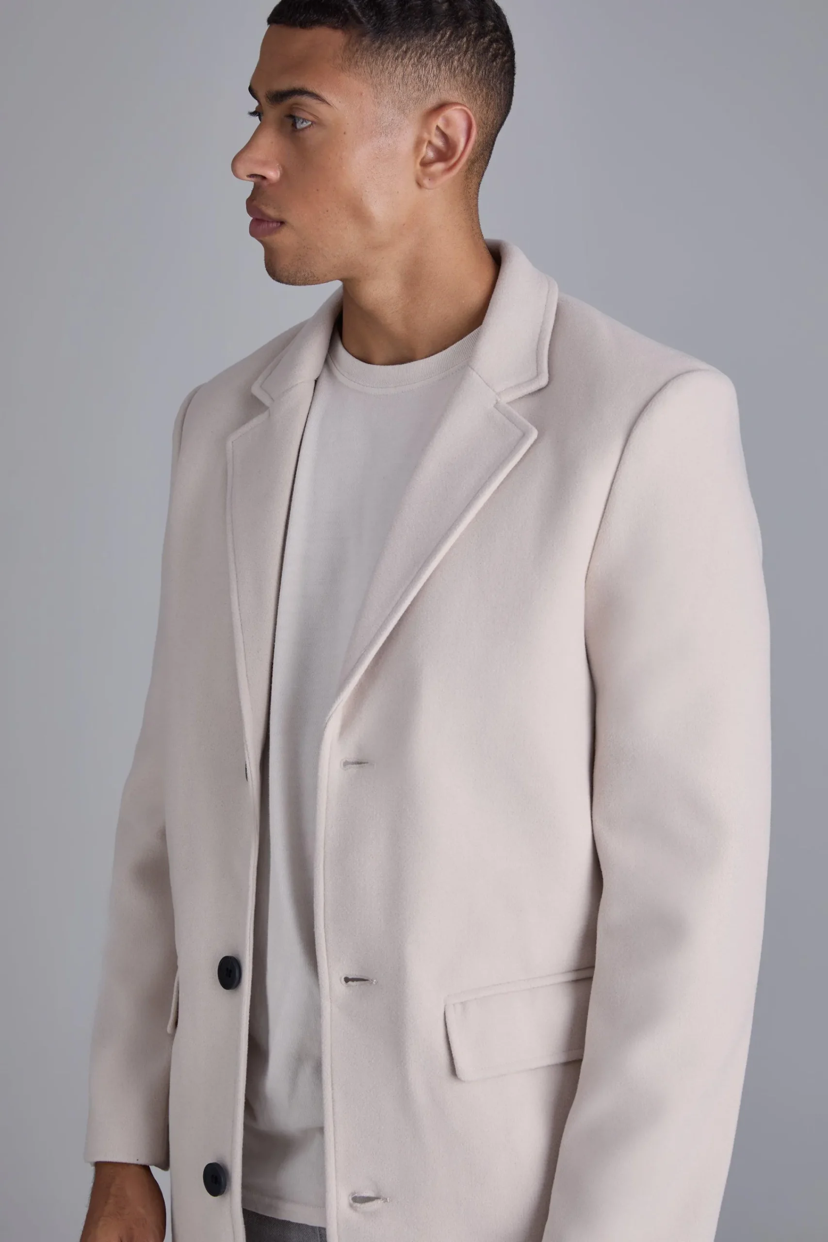 boohooMAN Single Breasted Wool Look Overcoat In | UK| Coats & Jackets