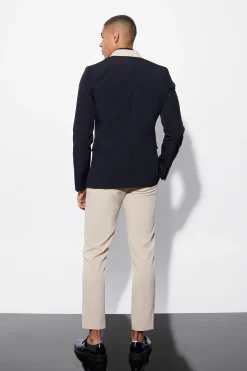 boohooMAN Skinny Contrast Lapel Suit | UK| Suits & Tailoring
