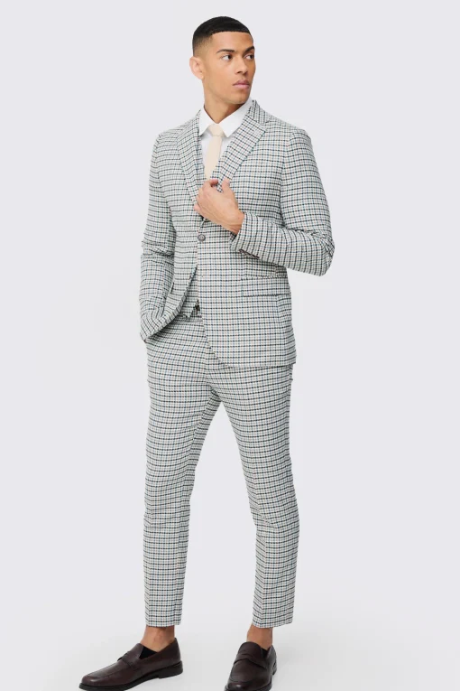 boohooMAN Skinny Cropped Check Suit | UK| Suits & Tailoring