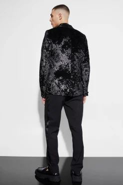 boohooMAN Skinny Crushed Velvet Blazer | UK| Suits & Tailoring