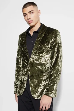 boohooMAN Skinny Crushed Velvet Blazer | UK| Suits & Tailoring