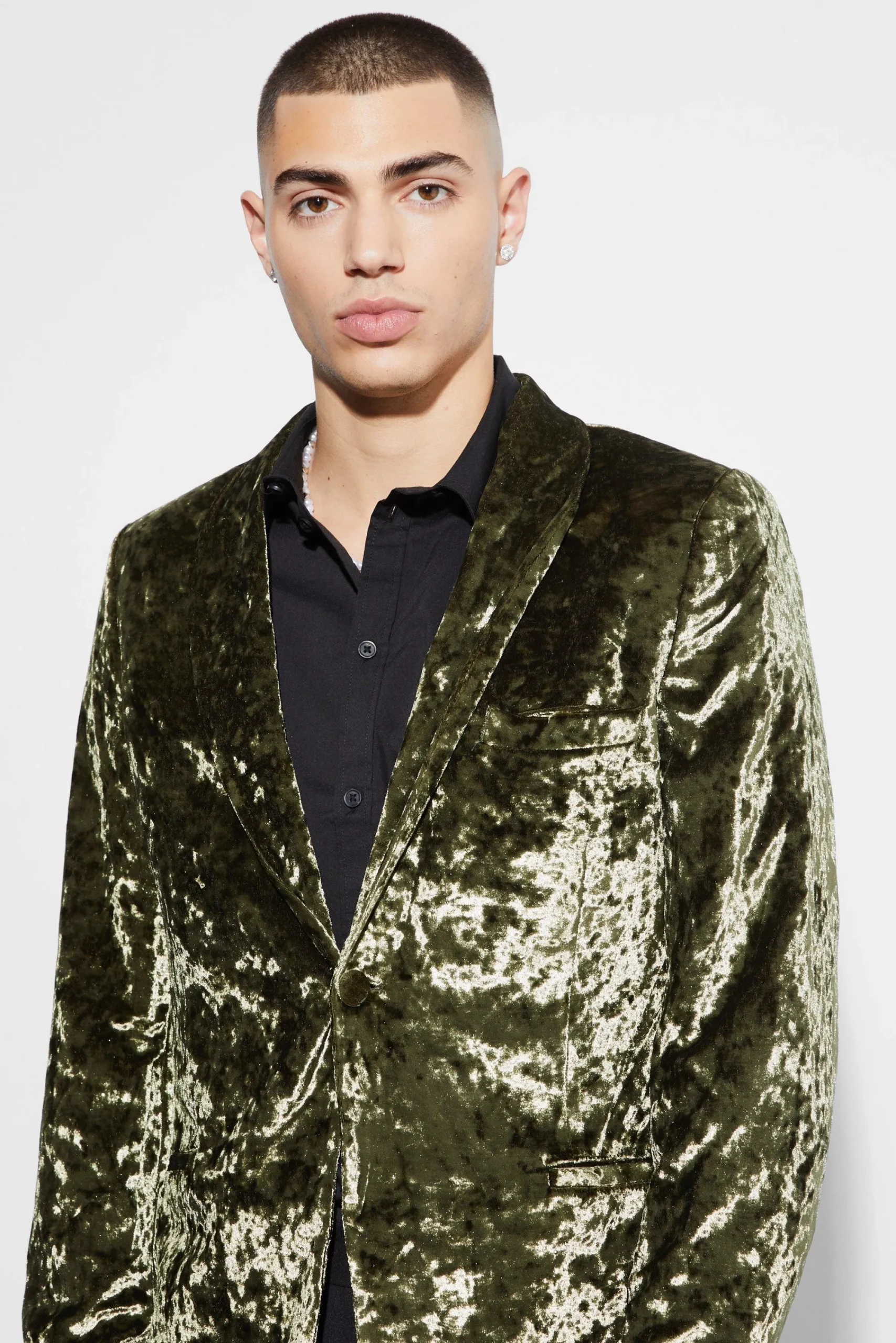 boohooMAN Skinny Crushed Velvet Blazer | UK| Suits & Tailoring