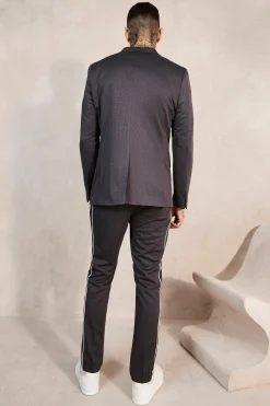 boohooMAN Skinny Dogstooth Side Piping Suit Trousers | UK| Suits & Tailoring