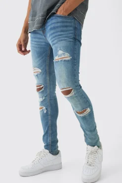 boohooMAN Skinny Fit All Over Ripped Jeans | UK| Trousers|Jeans