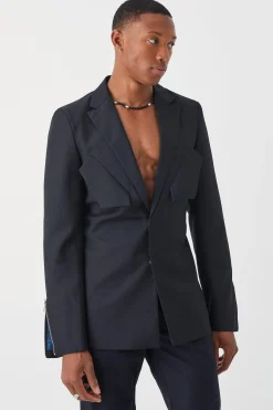 boohooMAN Skinny Fit Blazer With Zip Cuff | UK| Suits & Tailoring