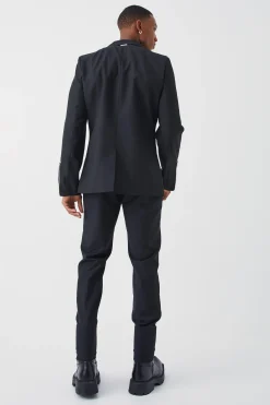 boohooMAN Skinny Fit Blazer With Zip Cuff | UK| Suits & Tailoring