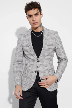 boohooMAN Skinny Fit Check Suit Jacket | UK| Suits & Tailoring