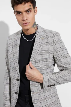 boohooMAN Skinny Fit Check Suit Jacket | UK| Suits & Tailoring
