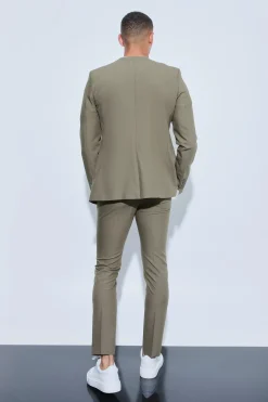 boohooMAN Skinny Fit Collarless Single Breasted Blazer | UK| Suits & Tailoring