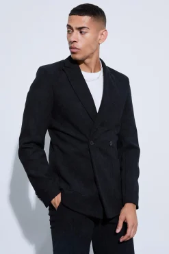 boohooMAN Skinny Fit Double Breasted Corduroy Blazer | UK| Suits & Tailoring