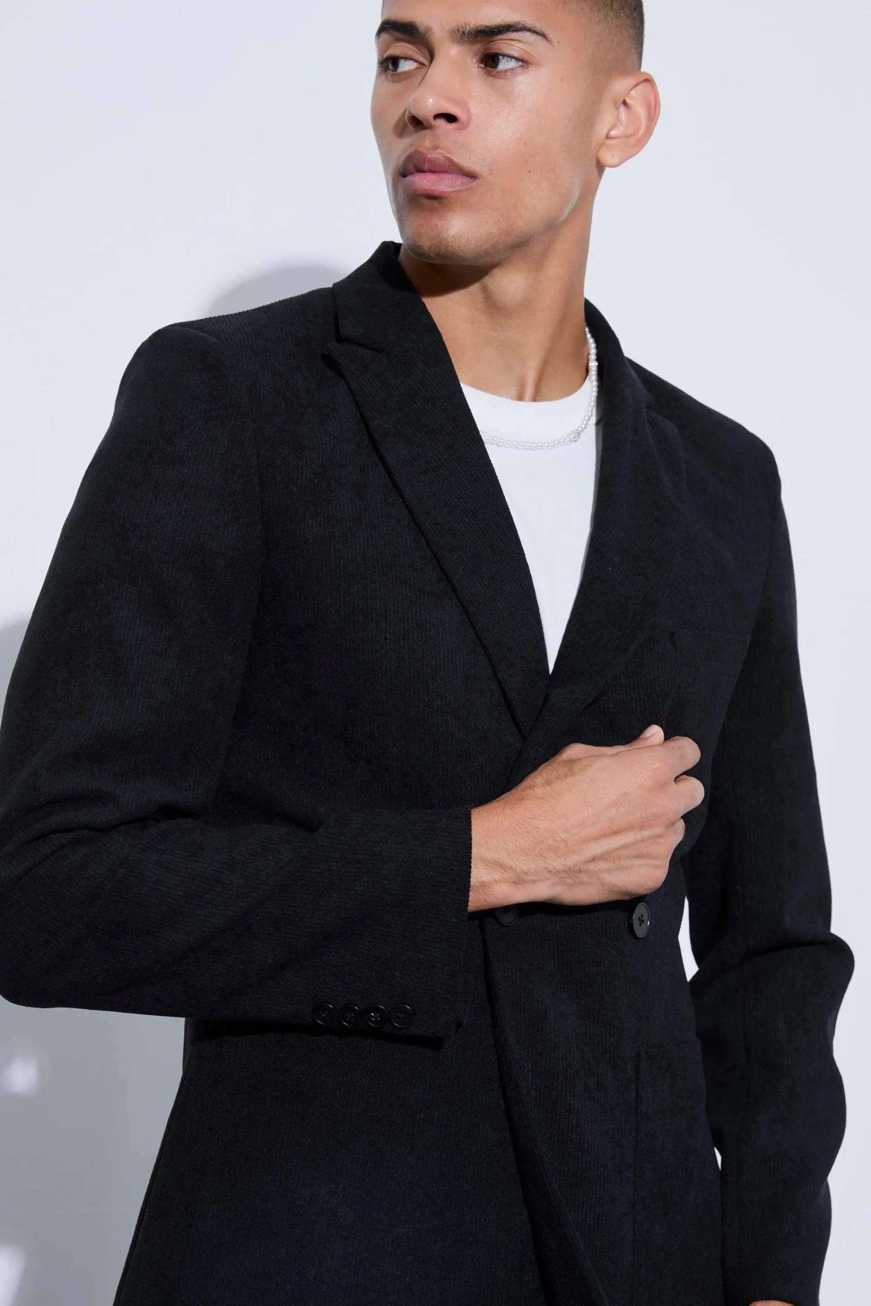 boohooMAN Skinny Fit Double Breasted Corduroy Blazer | UK| Suits & Tailoring