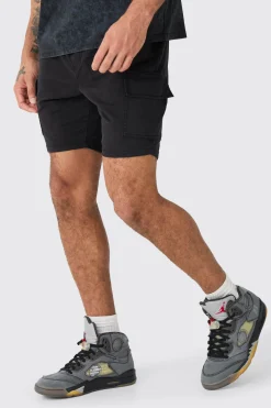 boohooMAN Skinny Fit Elasticated Waist Cargo Shorts In | UK| Shorts