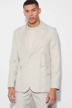 boohooMAN Skinny Fit Zip Dart Suit Jacket | UK| Suits & Tailoring