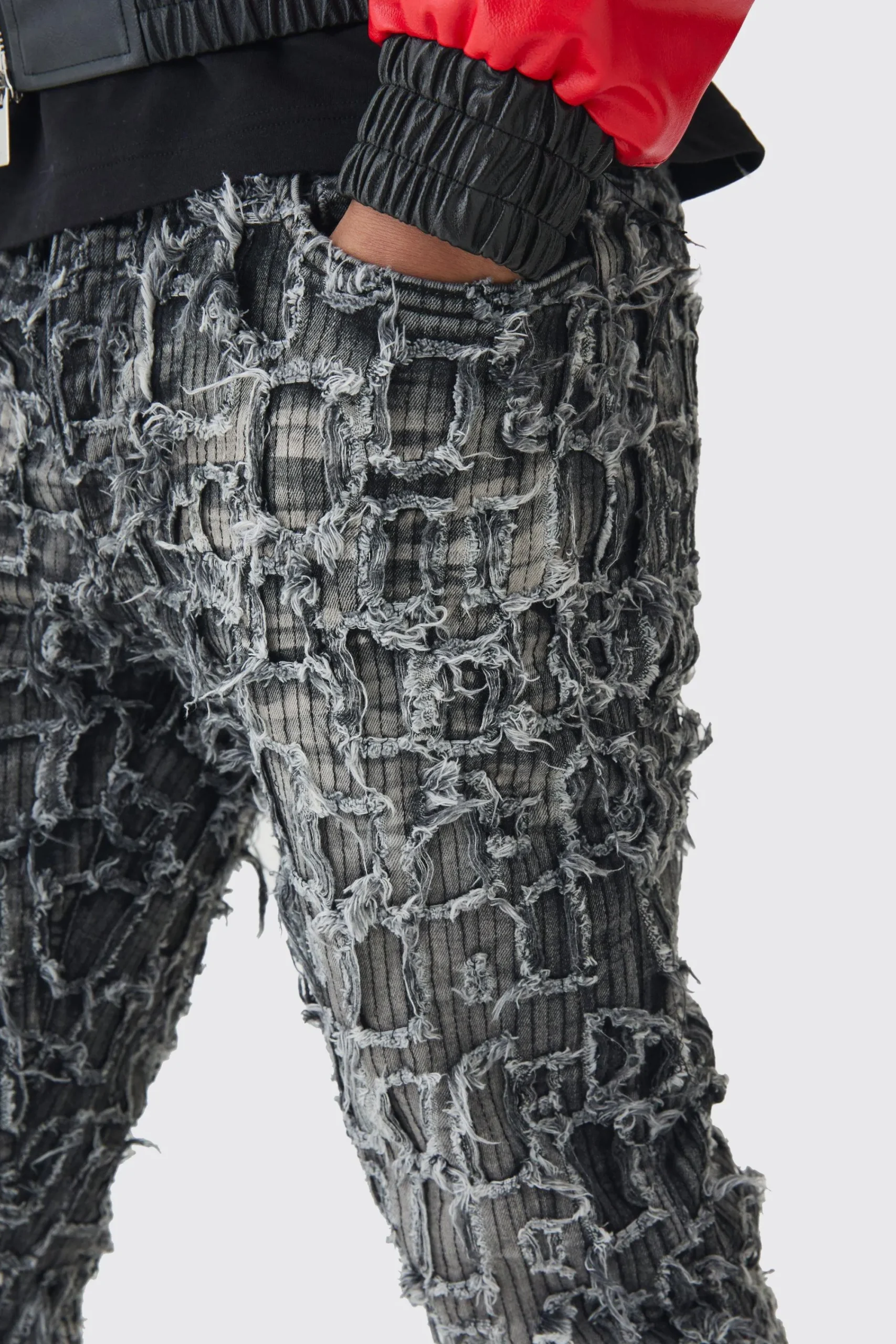 boohooMAN Skinny Flare Extreme Patchwork Jeans | UK| Jeans