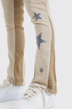 boohooMAN Skinny Flare Gusset Print Trouser | UK| Trousers