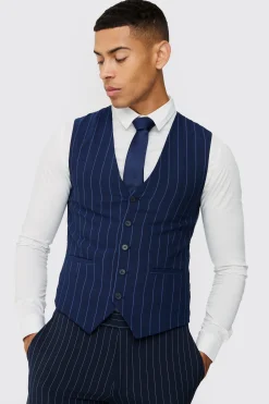 boohooMAN Skinny Pinstripe Waistcoat | UK| Suits & Tailoring