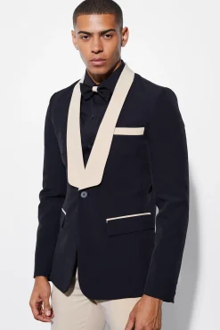 boohooMAN Skinny Shawl Contrast Lapel Suit Jacket | UK| Suits & Tailoring