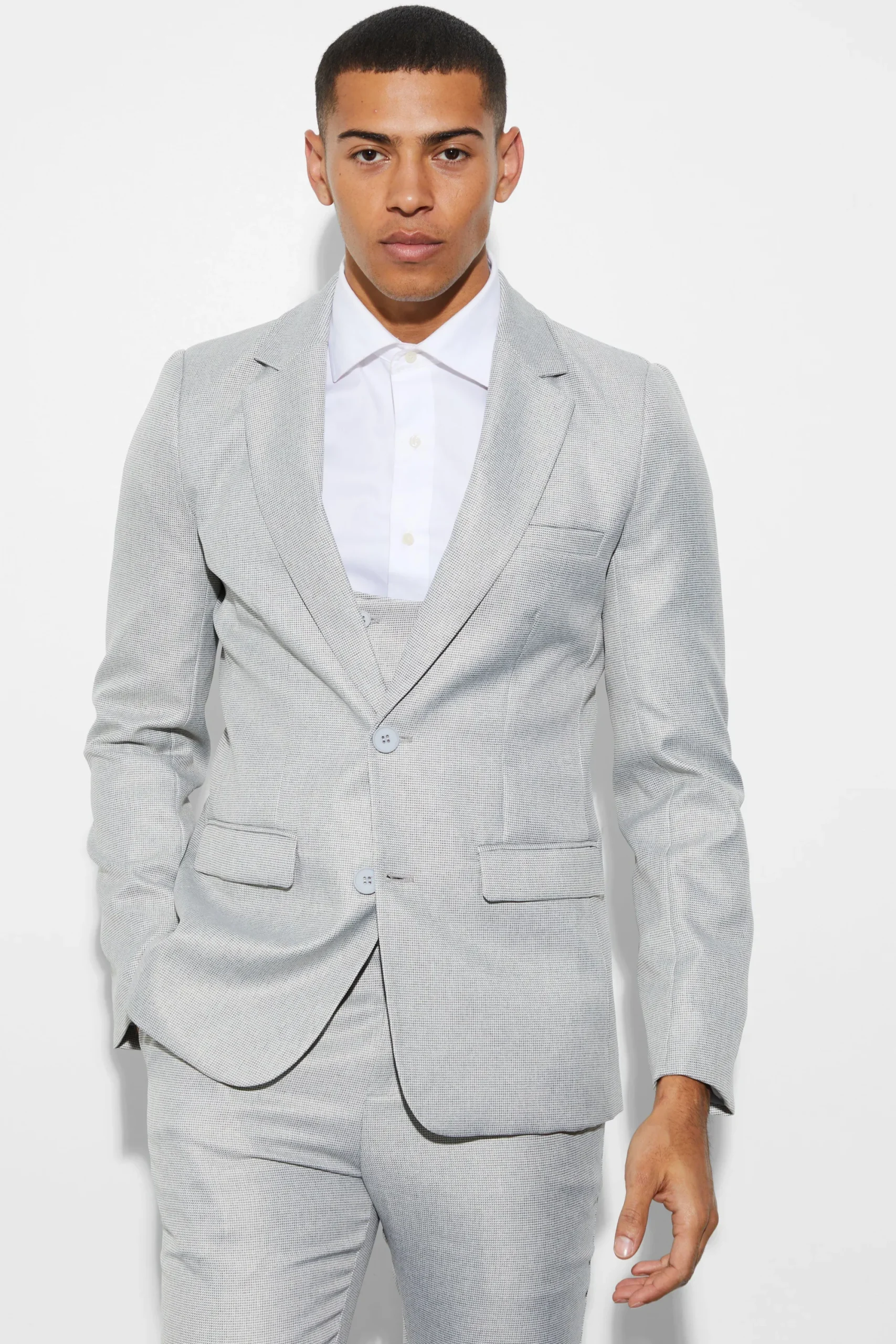 boohooMAN Skinny Single Breast Mini Texture Suit Jacket | UK| Suits & Tailoring