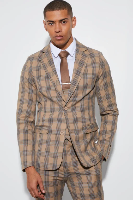 boohooMAN Skinny Single Breasted Check Suit Jacket | UK| Suits & Tailoring