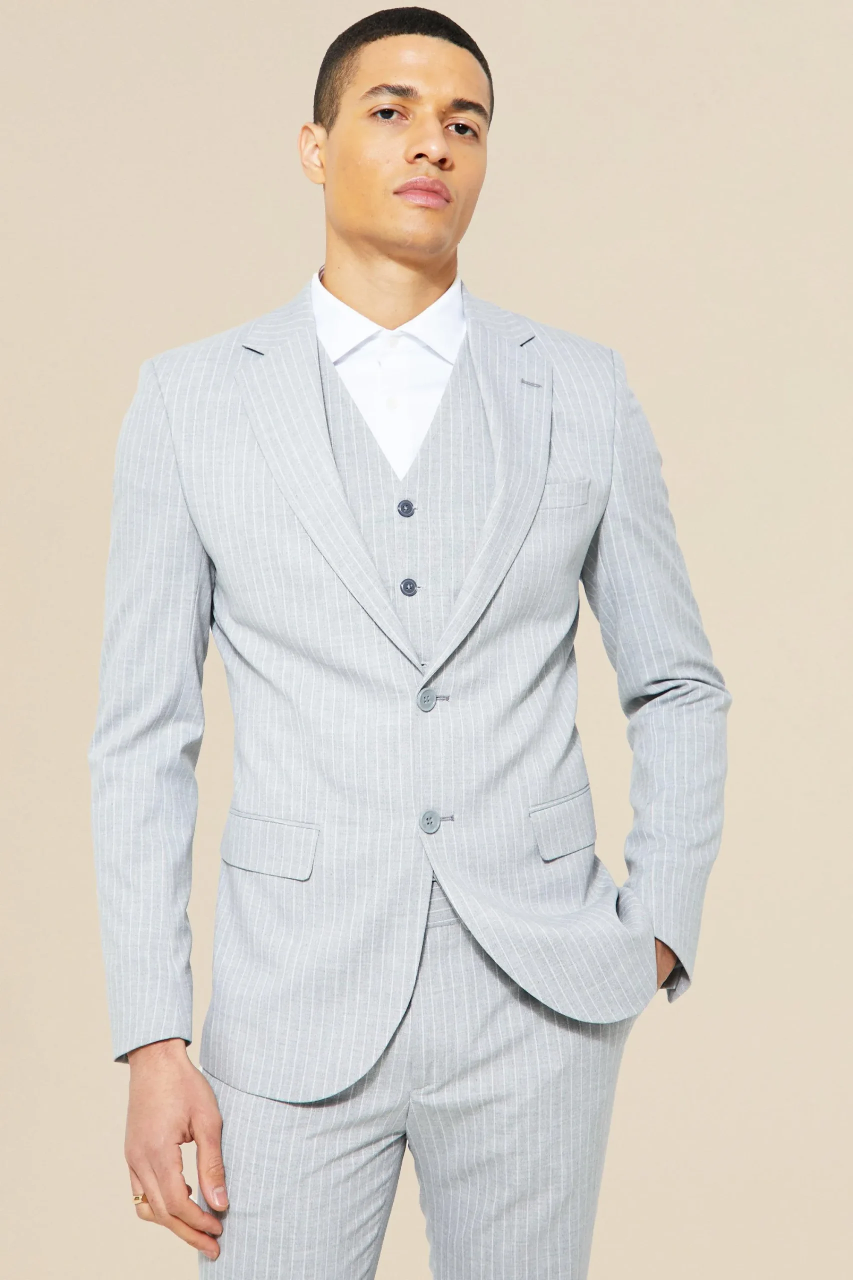 boohooMAN Skinny Single Breasted Pinstripe Suit Jacket | UK| Suits & Tailoring