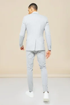 boohooMAN Skinny Single Breasted Pinstripe Suit Jacket | UK| Suits & Tailoring