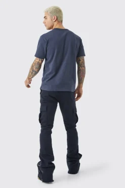 boohooMAN Skinny Stacked Flare Camo Gusset Cargo Trouser | UK| Trousers|Cargos