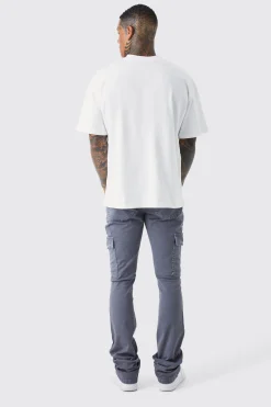 boohooMAN Skinny Stacked Flare Overdye Cargo Trouser | UK| Trousers|Cargos