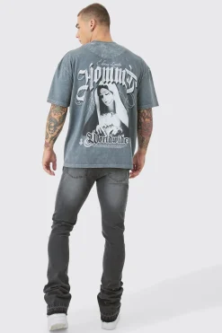 boohooMAN Skinny Stacked Flared Jeans With Knee Rip | UK| Trousers|Jeans