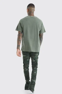 boohooMAN Skinny Stacked Popper Hem Camo Cargo Trouser | UK| Trousers|Cargos