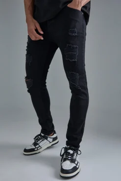 boohooMAN Skinny Stretch All Over Rip Jeans | UK| Trousers|Jeans