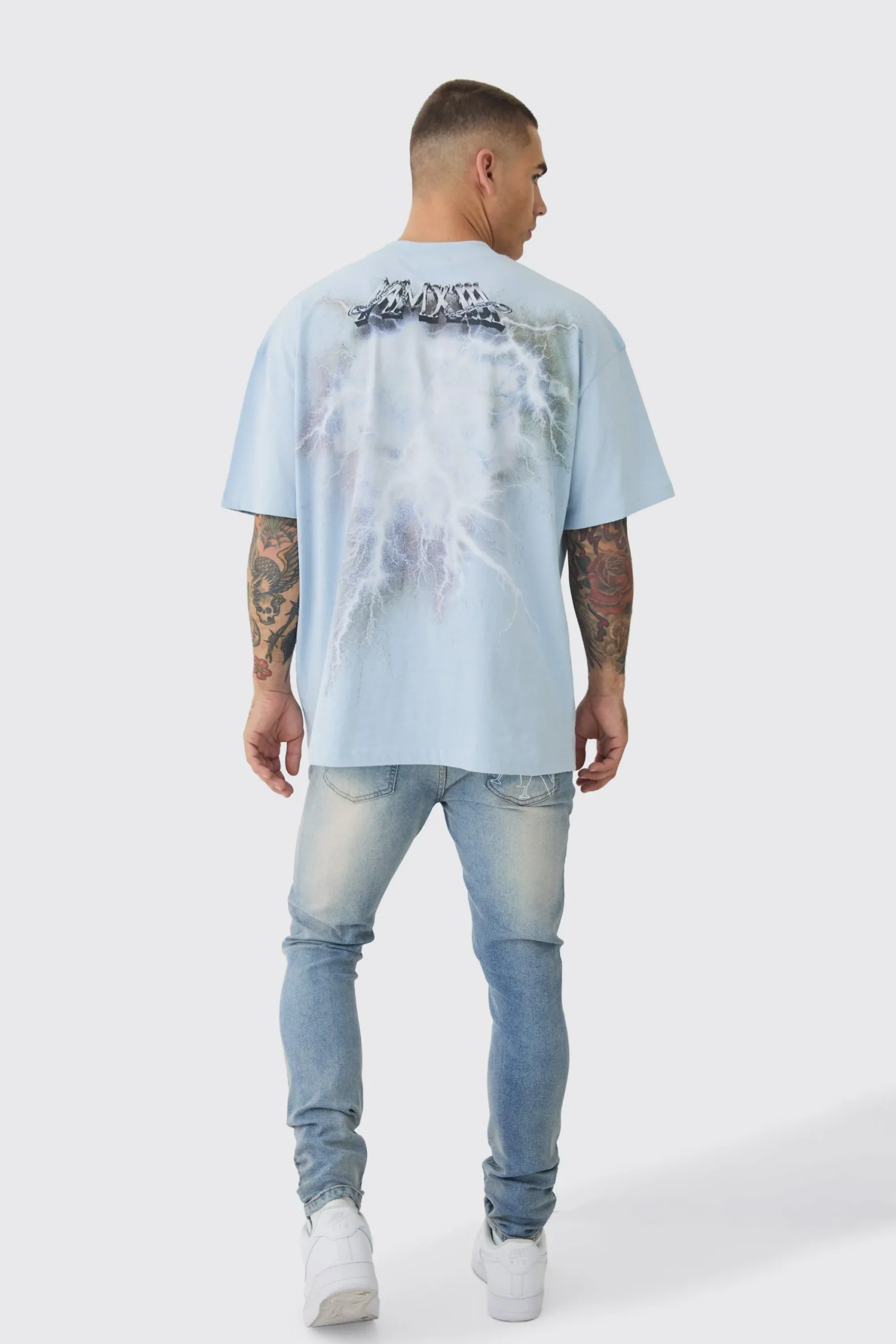 boohooMAN Skinny Stretch Black PU Biker Rip & Repair Jeans | UK| Trousers|Jeans