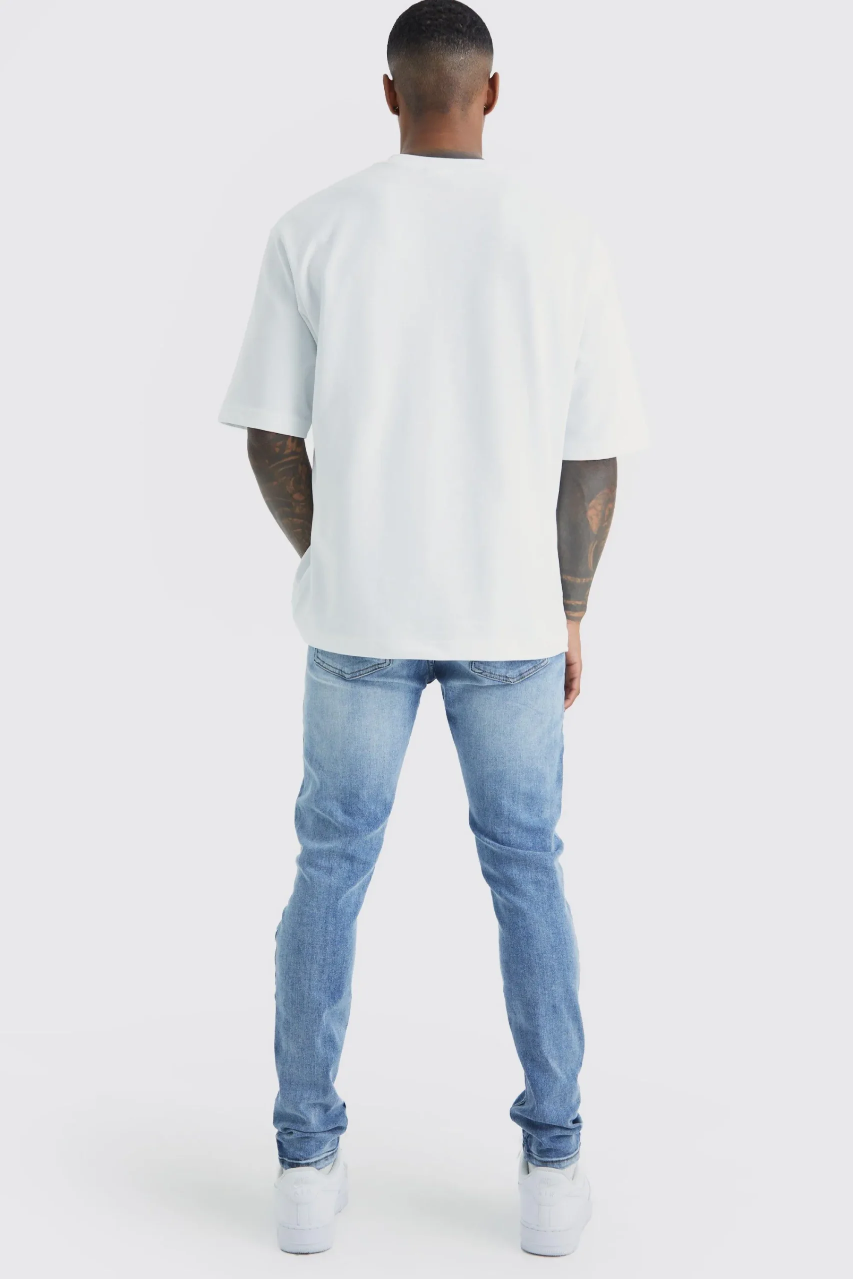 boohooMAN Skinny Stretch Bleached Ripped Knee Jeans | UK| Trousers|Jeans