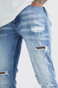 boohooMAN Skinny Stretch Bleached Ripped Knee Jeans | UK| Trousers|Jeans