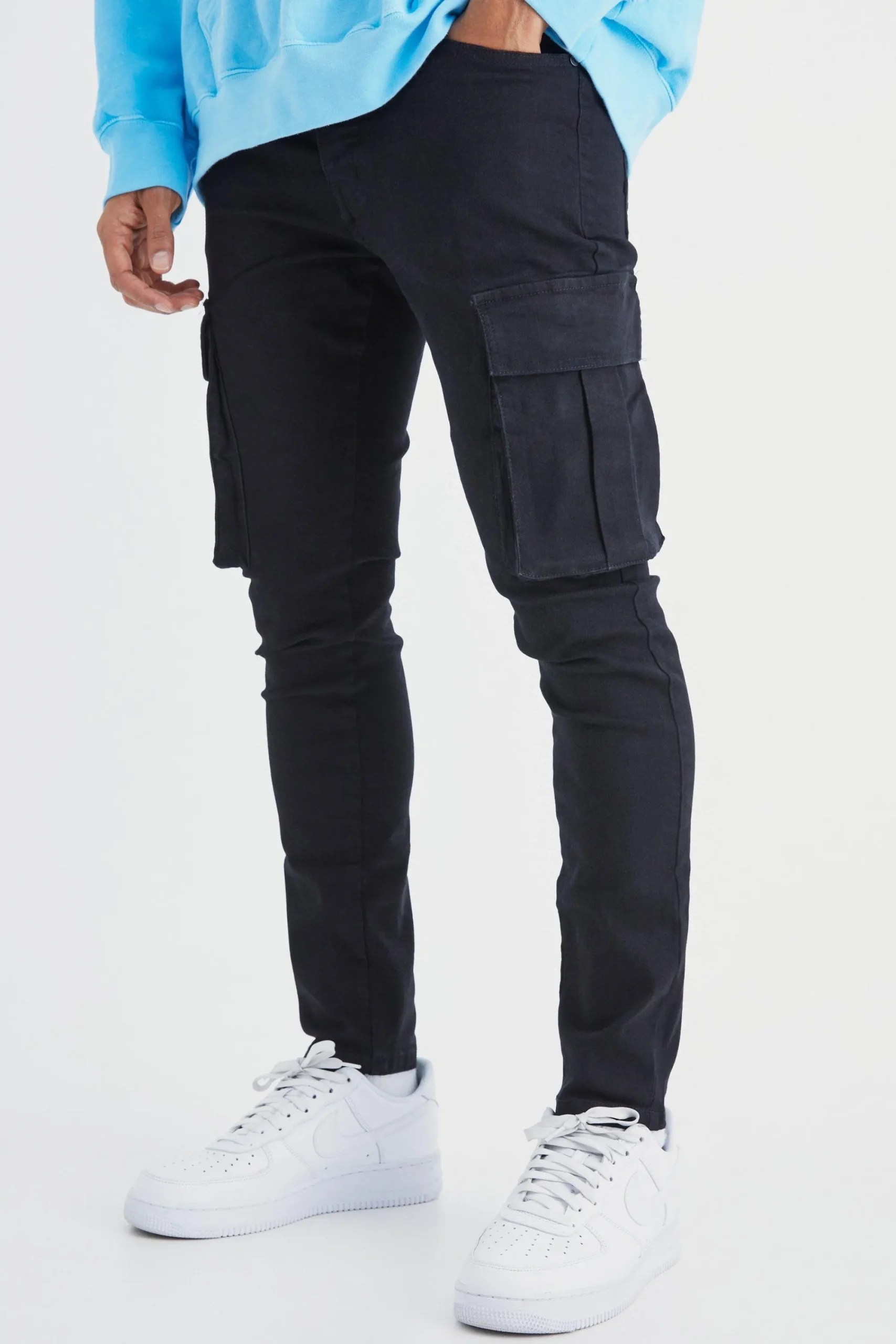 boohooMAN Skinny Stretch Cargo Jean | UK| Trousers|Jeans