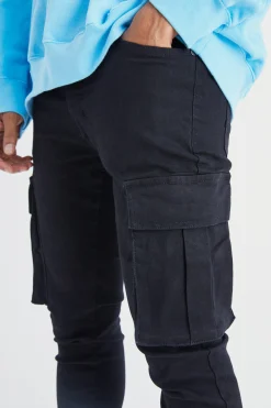 boohooMAN Skinny Stretch Cargo Jean | UK| Trousers|Jeans