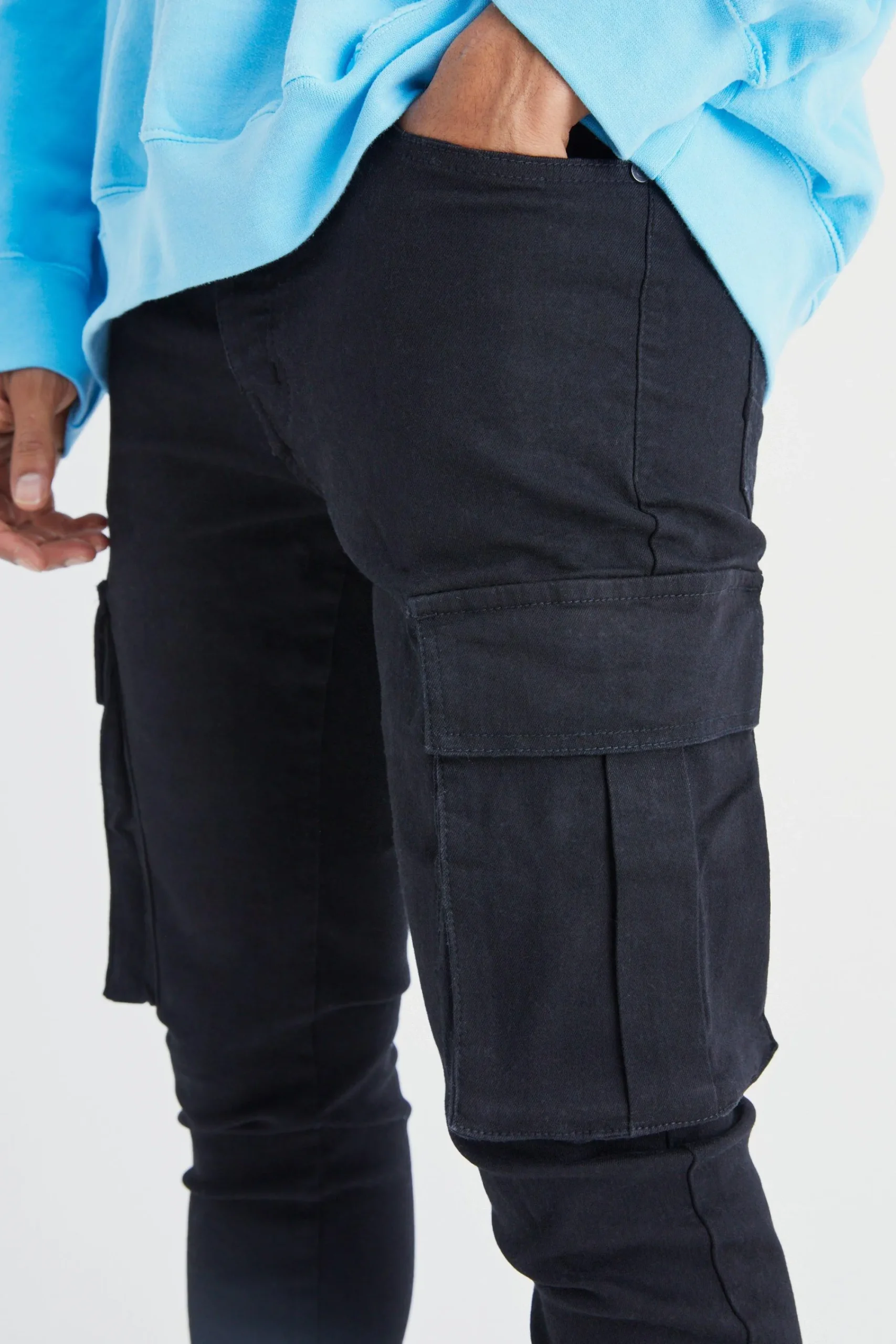 boohooMAN Skinny Stretch Cargo Jean | UK| Trousers|Jeans