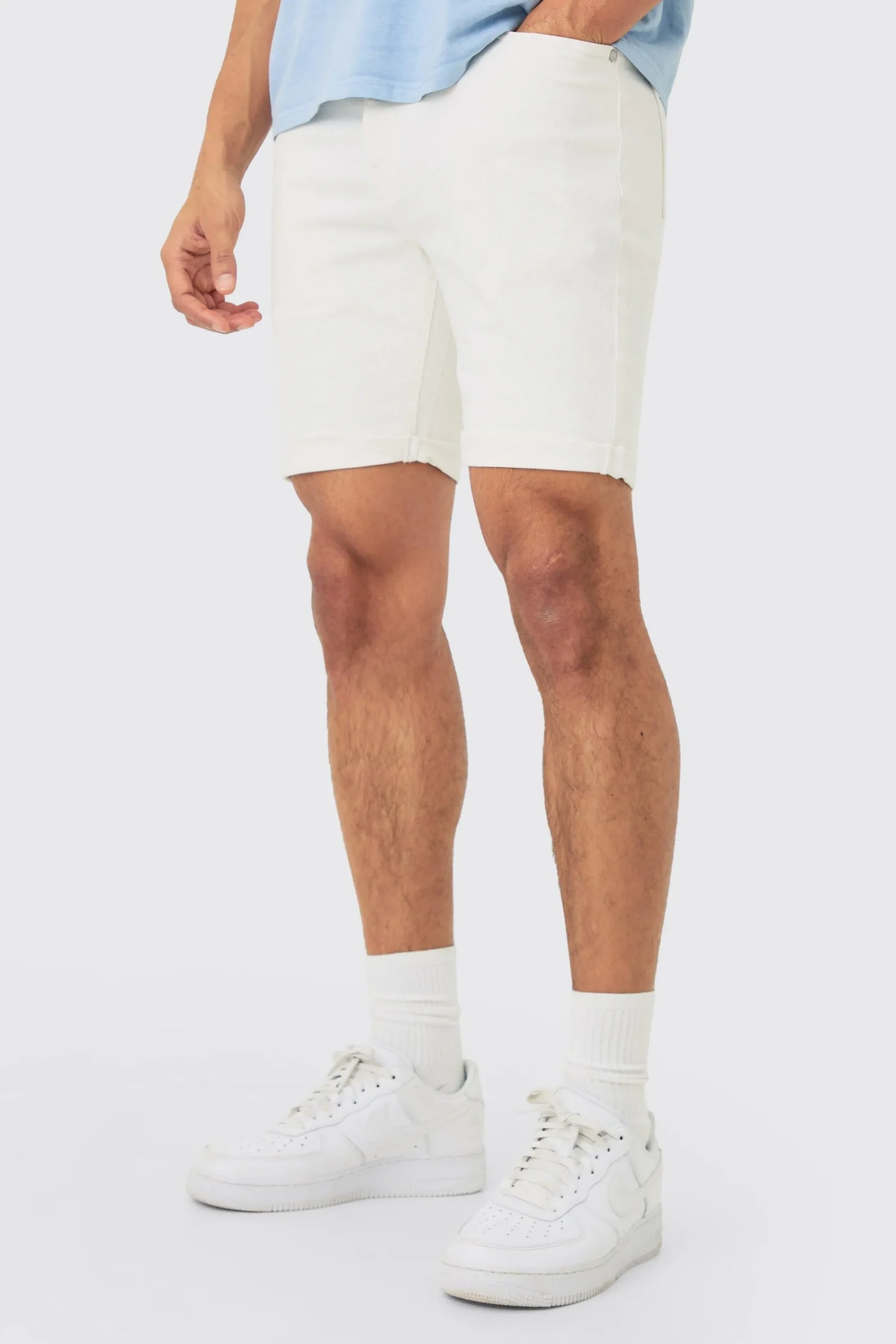 boohooMAN Skinny Stretch Denim Shorts In White | UK| Shorts