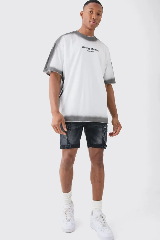 boohooMAN Skinny Stretch Distressed Denim Shorts In | UK| Shorts