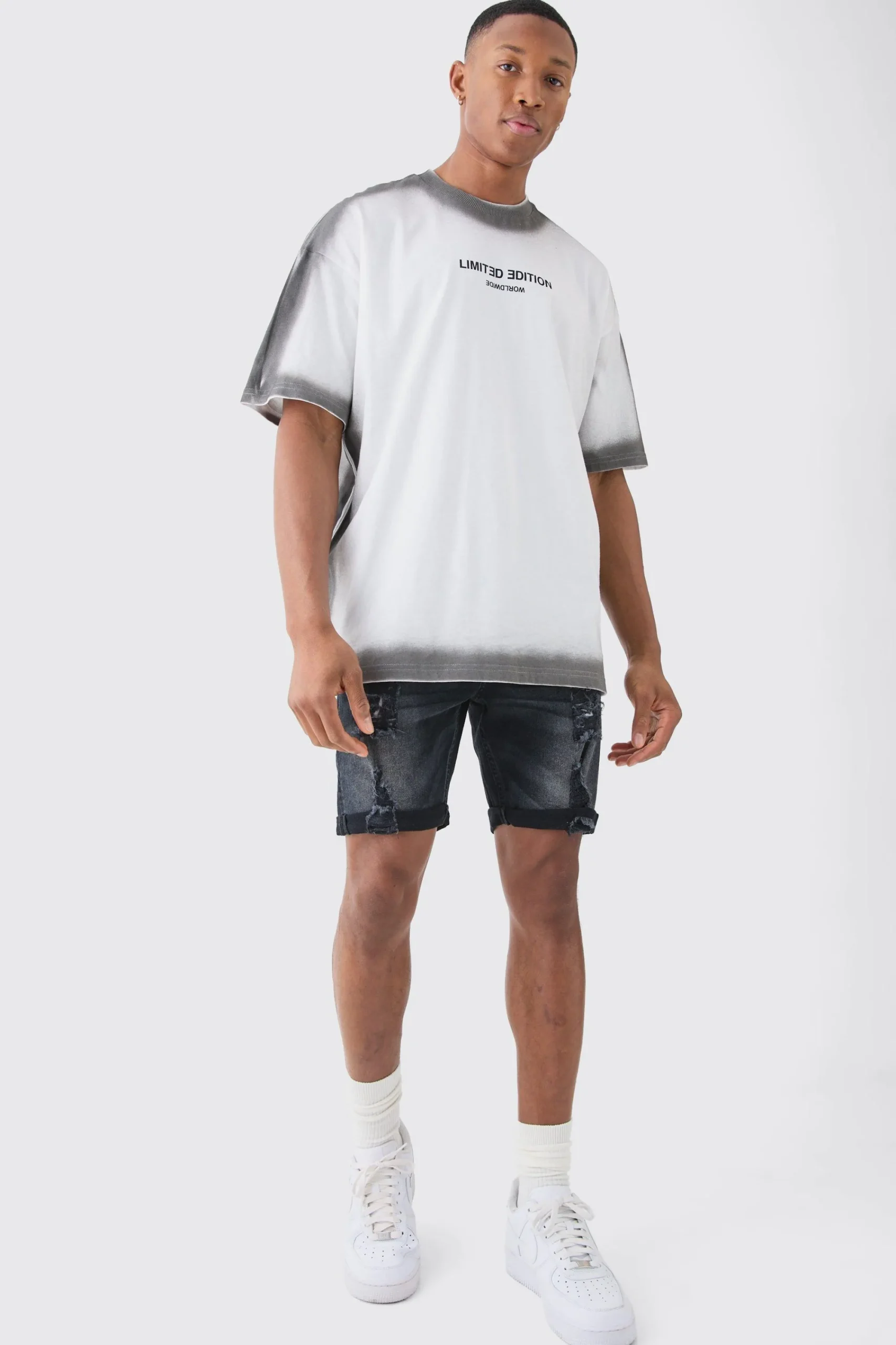 boohooMAN Skinny Stretch Distressed Denim Shorts In | UK| Shorts